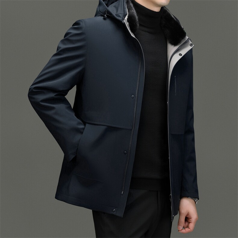 2023男士羽绒服连帽短款冬季男装中年爸爸装加厚保暖白鸭绒外套,男装羽绒服,电商B212（原钱塘6029）