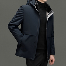 2023男士羽绒服连帽短款冬季男装中年爸爸装加厚保暖白鸭绒外套，男装羽绒服，电商B212（原钱塘6029）