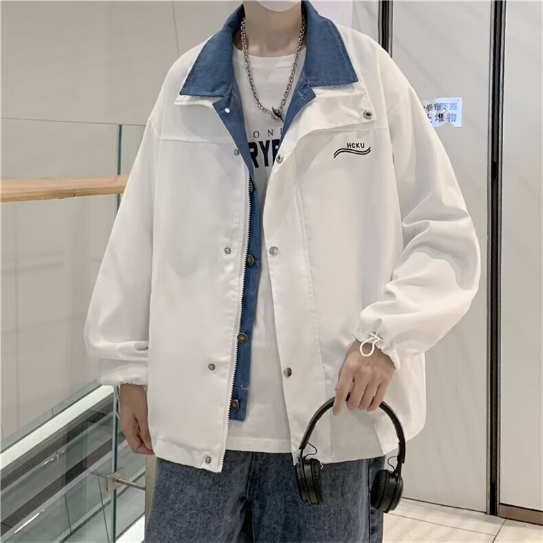 春秋假两件外套男宽松港风高街潮牌美式拼接冲锋休闲夹克LS05P55,男装夹克,星座1013-5