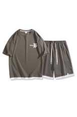 夏季运动套装日系白底休闲百搭时尚短套装CK2410+TC3149-P51控89，男装休闲套装，星座717