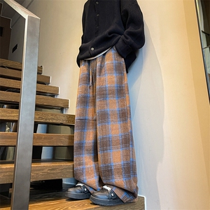 8XL-M美拉德格子毛呢休闲裤美式复古大码慵懒宽松阔腿裤KZ1932P55图片