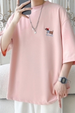 2025夏季新款旋律风车大码冰丝小狗刺绣T恤M-5XHT25465-特P25，男装T恤，电商A022