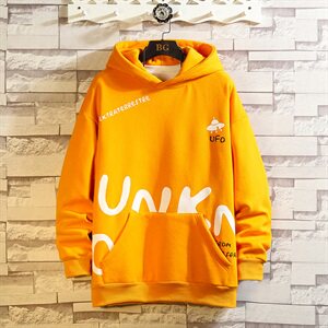 白砖墙日系挂拍字母印花连帽卫衣男加绒款套头衫a090-wy50P65限88