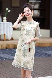 新中式国风连衣裙女2024夏季新款高级感气质复古刺绣日常改良旗袍图片