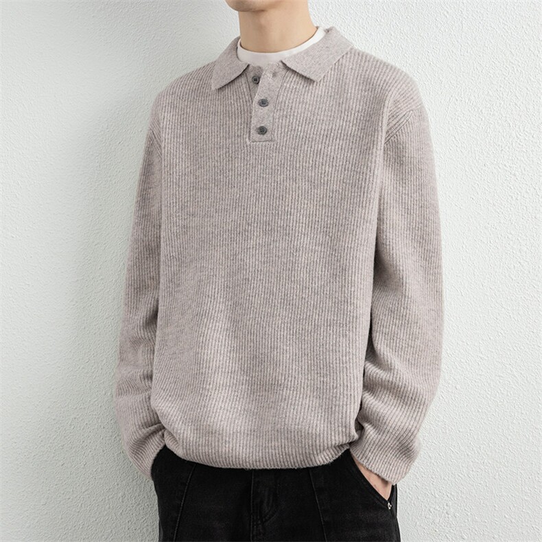25763-P55秋季时尚翻领毛衣套头衫男士针织衫纯色内搭打底衫，男装T恤，电商D310B