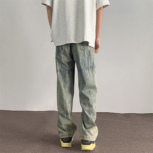 2025春夏美式复古牛仔裤潮流扎染痞帅阔腿裤A316-1-K1217p60控79图片