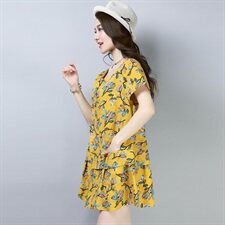连衣裙2025年夏季印花韩版时尚休闲舒适简约气质潮流修身显瘦，女装连衣裙，风姿绰