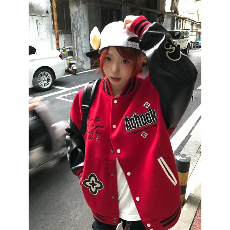 hiphop街舞滑板嘻哈ins时尚高街个性潮涂鸦夹克外套W6876-P67图片