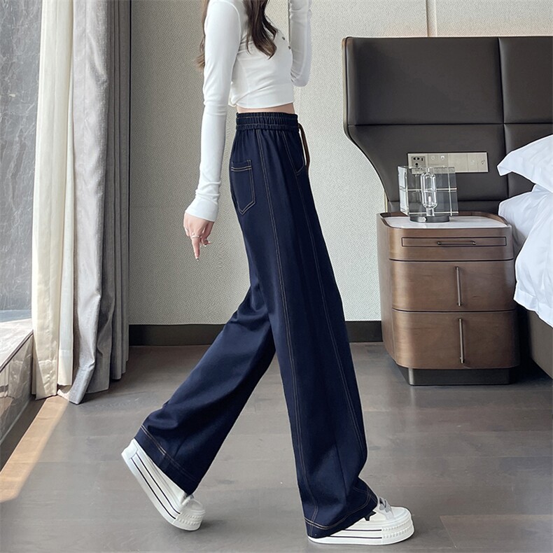 高腰阔腿牛仔裤秋冬2025新品复古宽松百搭显瘦垂感拖地裤子,女装休闲裤,云美莎专业女裤-全店现货