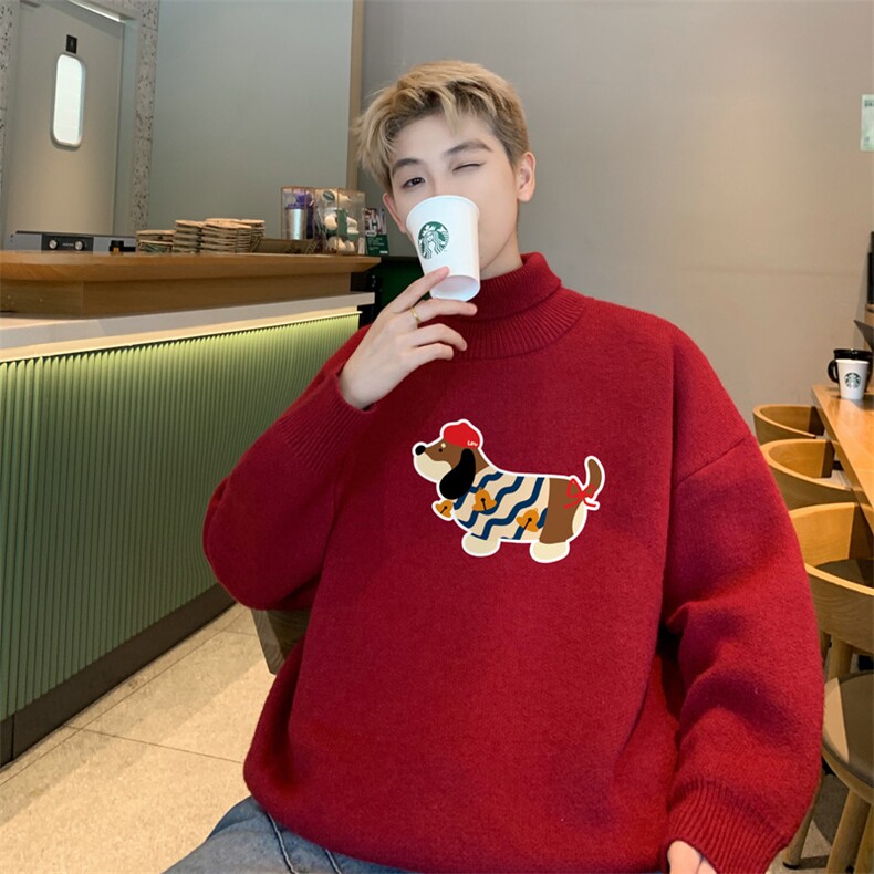高质量！秋冬季高领毛衣加绒加厚翻领针织衫男毛衣FL550-特P38图片