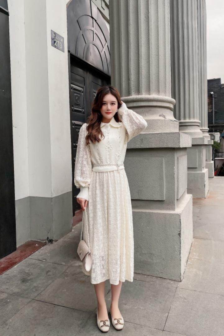 现货，衬衣娃娃领磨毛连衣裙，女装连衣裙，艾丹迪蔓