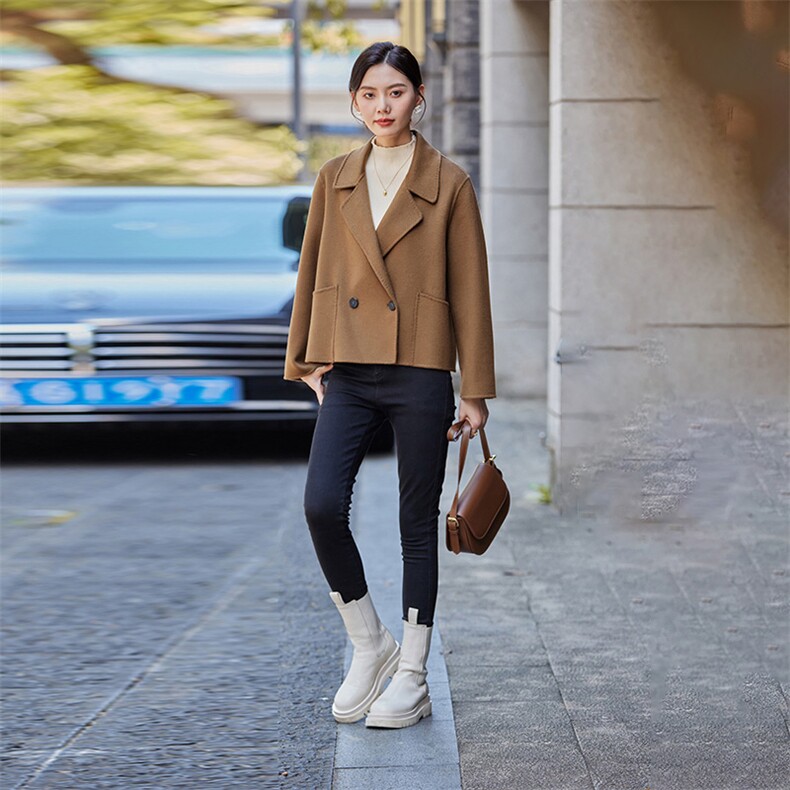 2024秋冬新款宽松显瘦赫本风毛呢外套，女装双面呢大衣，怡欣双面呢工厂店