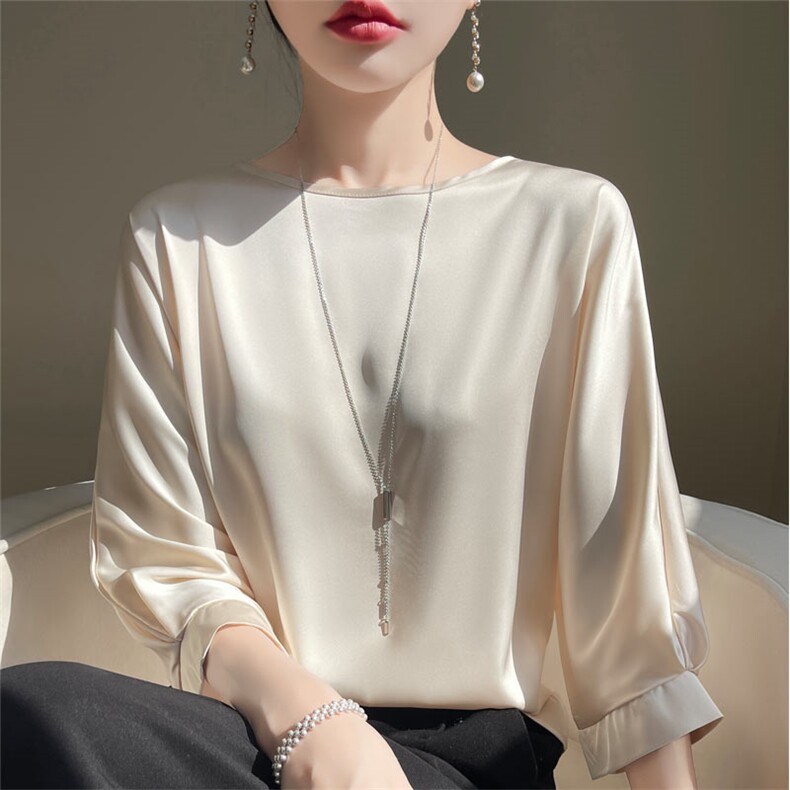 时尚宽松蝙蝠袖绿色T恤舒适百搭显瘦上衣,女装T恤,羊特美羊绒