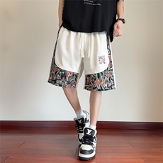 短裤男夏季美式复古拼接五分裤潮牌宽松大码XZ102B-1DK2509P30，男装牛仔裤，星座102B-1