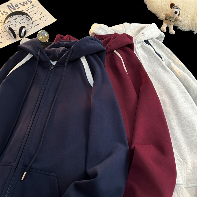 现货！400克重磅秋季潮牌简约线条宽松运动卫衣WY811P55控88,男装卫衣,星座610B-1