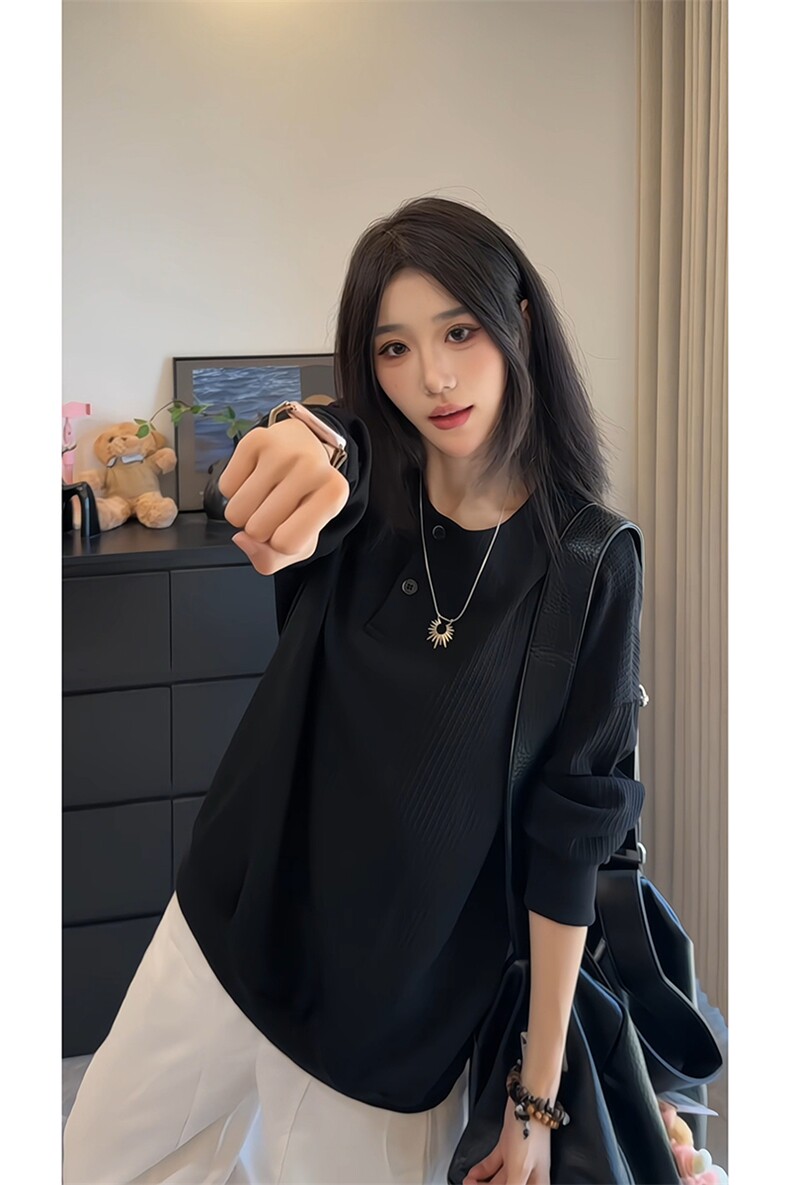 现货秋季新款美式休闲亨利领卫衣男高级感长袖T恤衫-A2208P35控68,男装T恤,电商B241