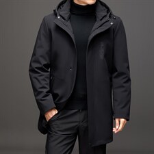 AL99022冬季男士派克服可脱卸兔毛内胆中长款风衣P560，男装皮衣，电商B360