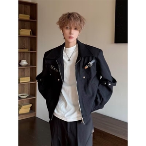美式cleanfit高级感外套男士春秋季潮牌高街痞帅短款休闲夹克衣服图片