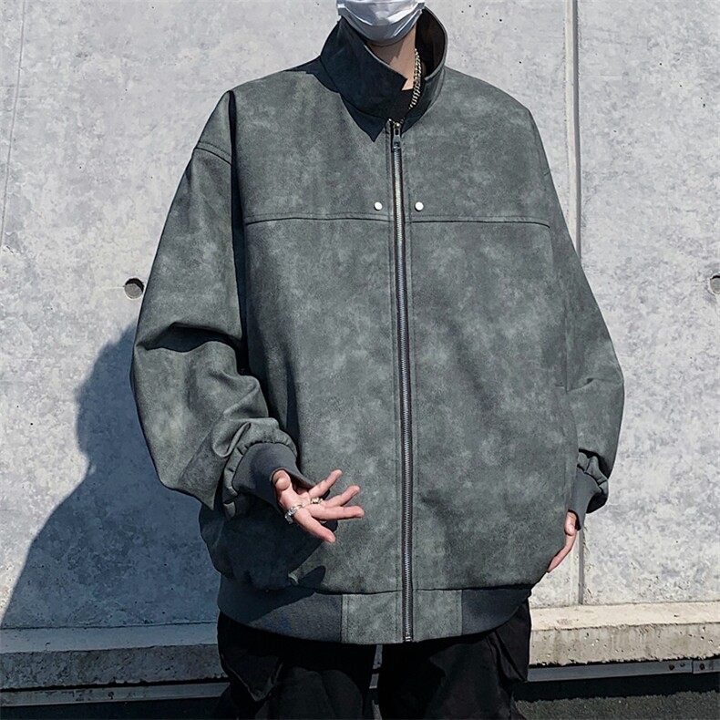 中性风痞帅男装外套美式短款潮牌工装皮衣夹克DSA157B-J189-P90,男装夹克,电商A157B