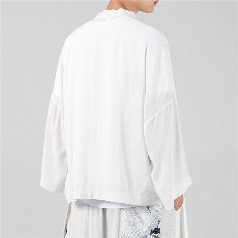 21夏季 风棉麻风衣汉服道袍仙鹤日系大码披风防晒服 F13/P60图片