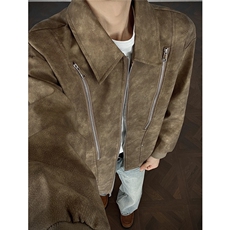 特P80控138控148加棉特批95设计外套男流拉链皮夹克男PJ2418，男装夹克，电商B370