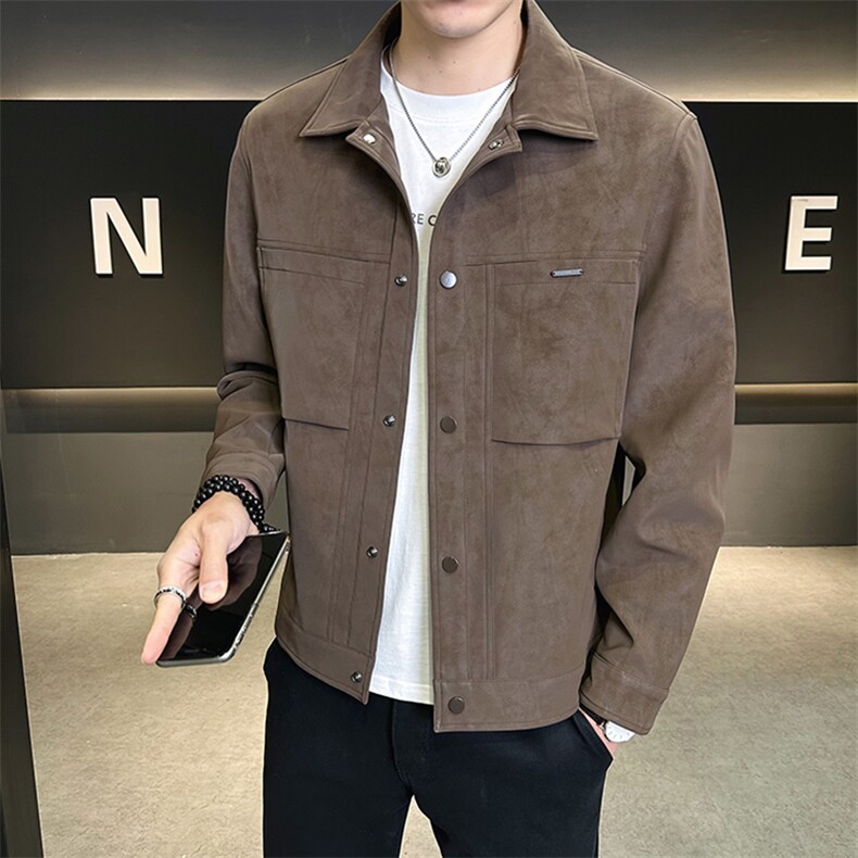 秋季外套男2025新款高端潮牌麂皮夹克上衣服A313-JK257-P145,男装夹克,电商A313