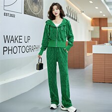 2024年春季御姐轻熟风炸街时尚职业高级感连帽卫衣外套阔腿裤套装，女装套装/套裙，时尚俏佳人