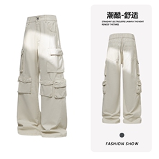 B221美式ins高街洗褪多口袋工装休闲牛仔裤LK26646-特P60控108，男装牛仔裤，电商B221