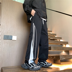 特P45控78三条杠撞色冲锋男高街潮牌痞帅宽松休闲裤子100聚酯K406，男装休闲裤，电商B370