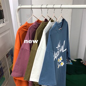 M035*INS风格宽松版百搭圆领短袖T恤衫图片