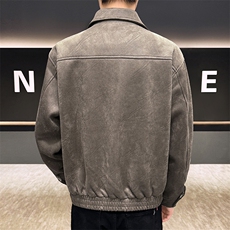 2025新款欧式鹿皮绒宽松翻领男士时尚夹克休闲外套上衣-5802-P110，男装夹克，电商A225
