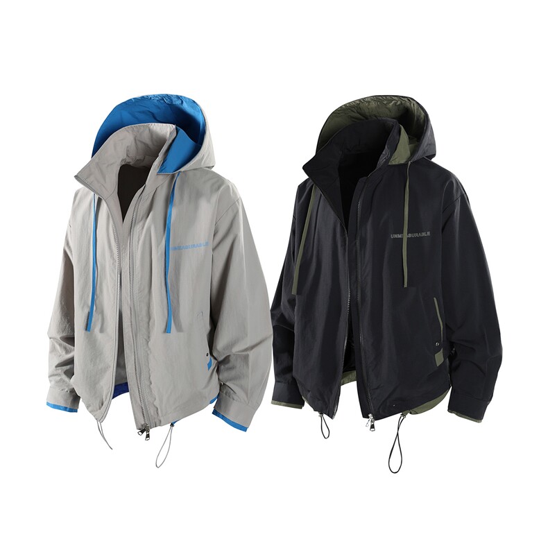 b228-j3313-p85肌理连帽假两件，男装卫衣，电商A016 (原B228)