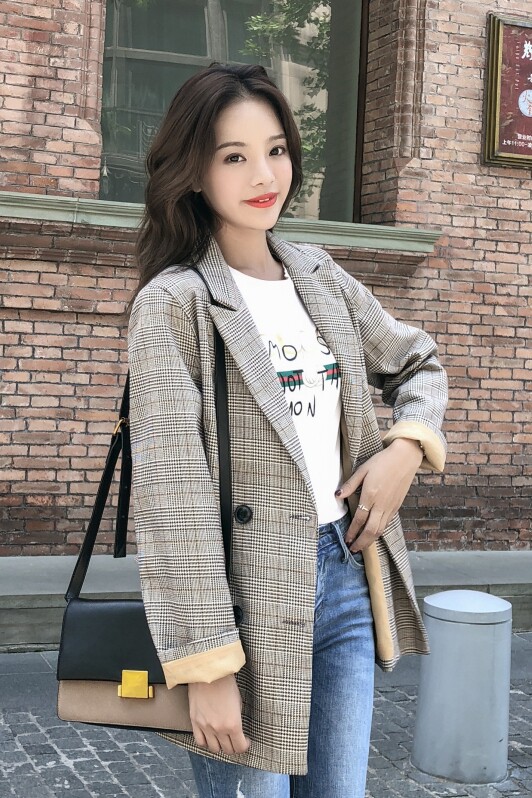 款点击收藏好主推大货C32新款格子小西装外套女,女装西装,浙宝088