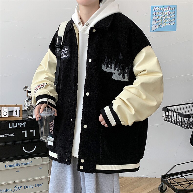 冬款青少年加绒加厚棉衣羊羔潮棒球服外套男士8100-P115控价158,男装棉衣,电商A441-1