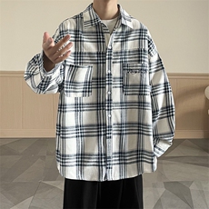 B225-C6078-P71-X89---------格子刺绣衬衫--全棉，男装衬衫，电商B225