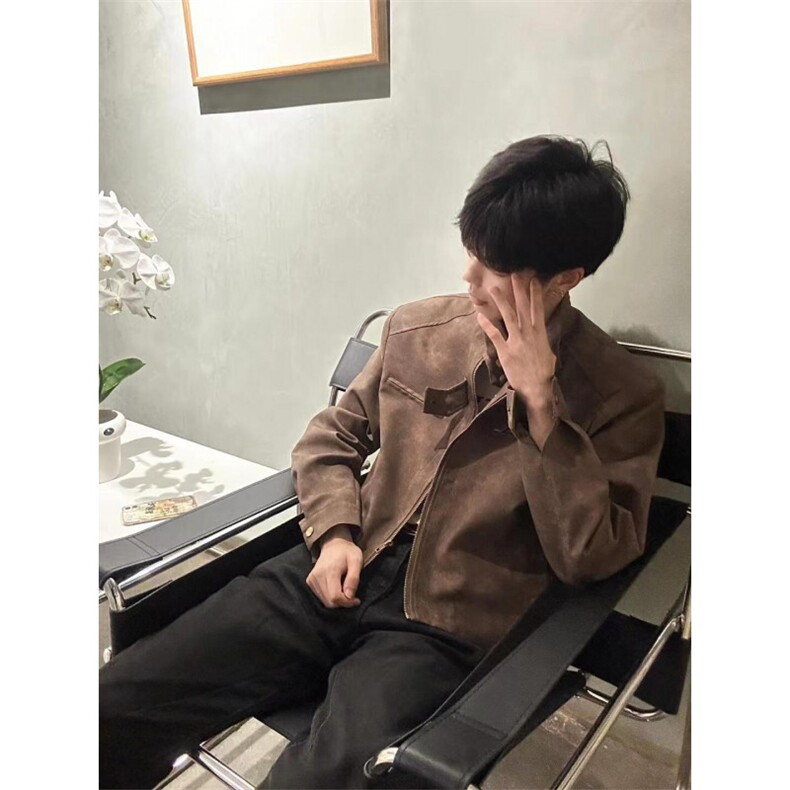 【有货】咖棕色飞行员外套美式复古短款机车服夹克JK8542WW-特P75,男装夹克,星座1007（原301D）
