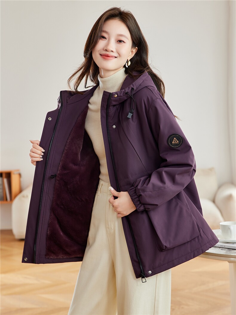现货2025冬装新款加绒加厚休闲精品女装棉衣棉服连帽派克服,女装派克服,木子恋