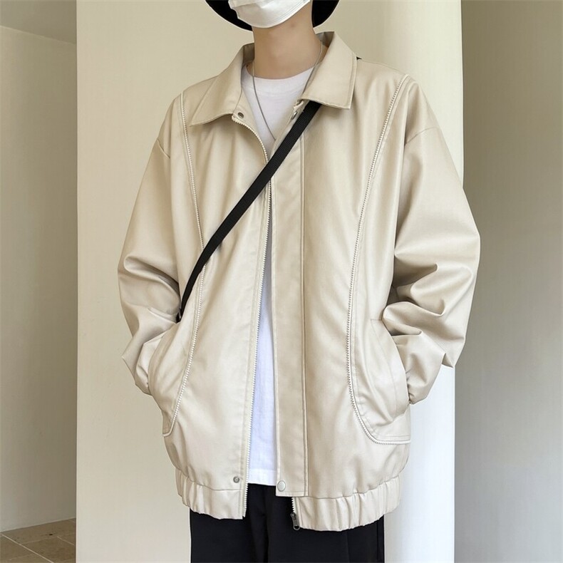 软皮衣服男士机车夹克翻领工装PU皮2025帅气短款JK2137-P80,男装夹克,星座210-1