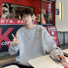 wassuphappy圆领卫衣男款春秋季潮牌宽松休闲外套复古内搭打底衫，男装T恤，电商B371