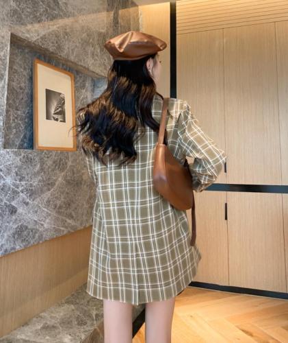 香丽迪格子西装外套女2021年韩版宽松洋气双排扣小西装,女装西装,香丽迪1