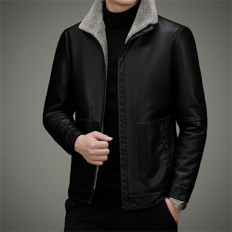 AW2202钱塘2020-3中年男士商务休闲冬季羽绒简约皮衣夹克P190,男装皮衣,钱塘207-3