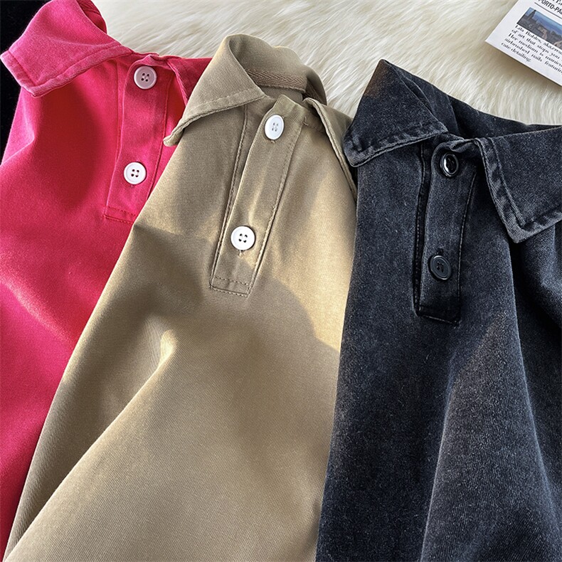 polo衫男夏季短袖t恤衣服高街潮牌潮流美式复古半袖XP77091-P45图片