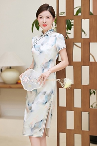 杭州丝绸缎面大牌重磅真丝旗袍桑蚕丝高端大气上档次女新中式改良图片