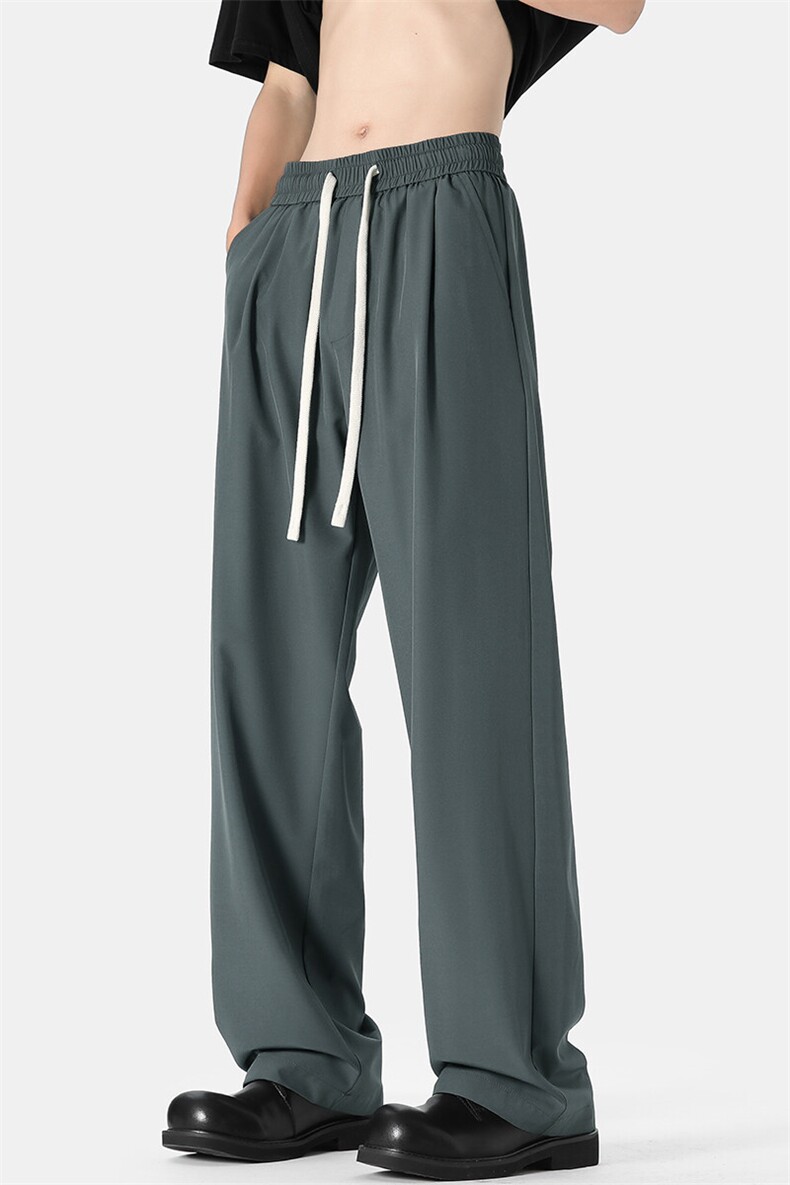 特批P25无差价夏季冰丝冰感阔腿裤男垂感港风潮牌拖地长裤K1399,男装休闲裤,电商A001