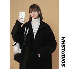 N8181/P90秋冬新款毛呢大衣男装呢料外套oversize工装毛呢夹克，男装毛呢大衣，电商A141
