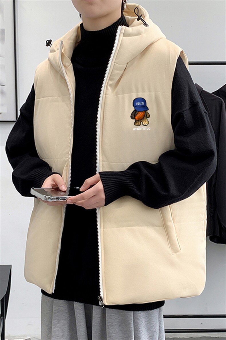 新款秋冬棉衣马甲潮流宽松加厚保暖背心棉服男装MF07P68控98,男装棉衣,电商A086