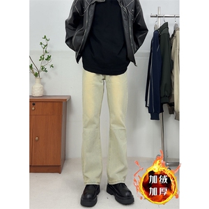 新款美式高街加绒加厚直筒黄泥牛仔裤货号K659P50加绒P65《控78》图片