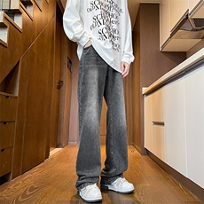 vintage美式高街牛仔裤男vibe水洗做旧微喇KZ010P58加绒68控78，男装牛仔裤，电商B312