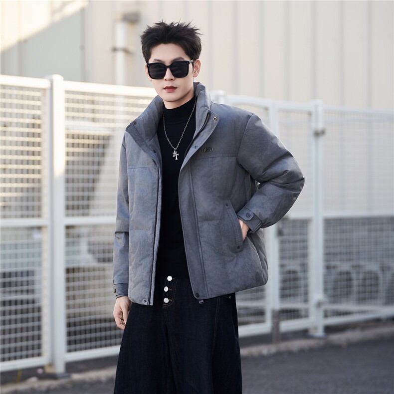 3777-M-3XL-P205标50绒社会小伙男士休闲立领百搭保暖羽绒服，男装羽绒服，电商B255