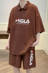 夏装潮简约时尚半袖套装2023潮牌印花Polo衫男女 6623-P70控价98图片